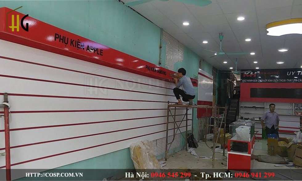 Thiết kế nội thất shop điện thoại Kiên Hương Bắc Giang